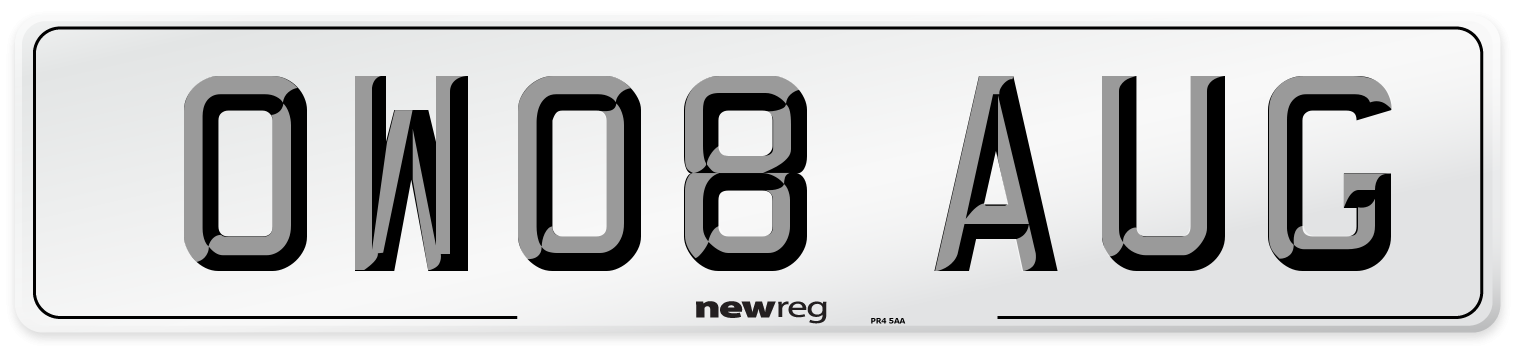 OW08 AUG Number Plate from New Reg